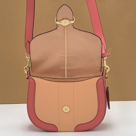 COACH Georgie Saddle Bag In Colorblock COLOR:
Gold/Faded Blush/Taffy - Picture 10 of 16